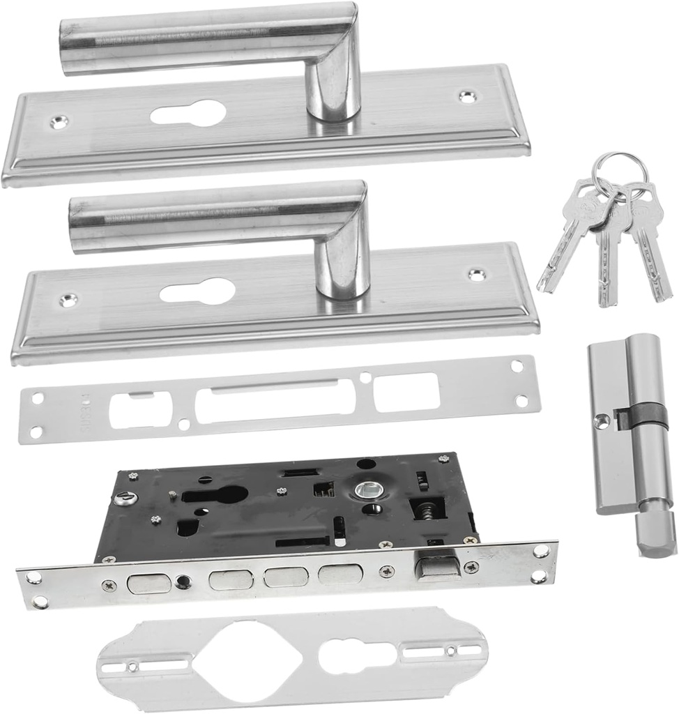 1set Door Handle Lock Set Polished Finish Interior Door Accessory Silent for Home Security and Elegant Design for Indoor Use