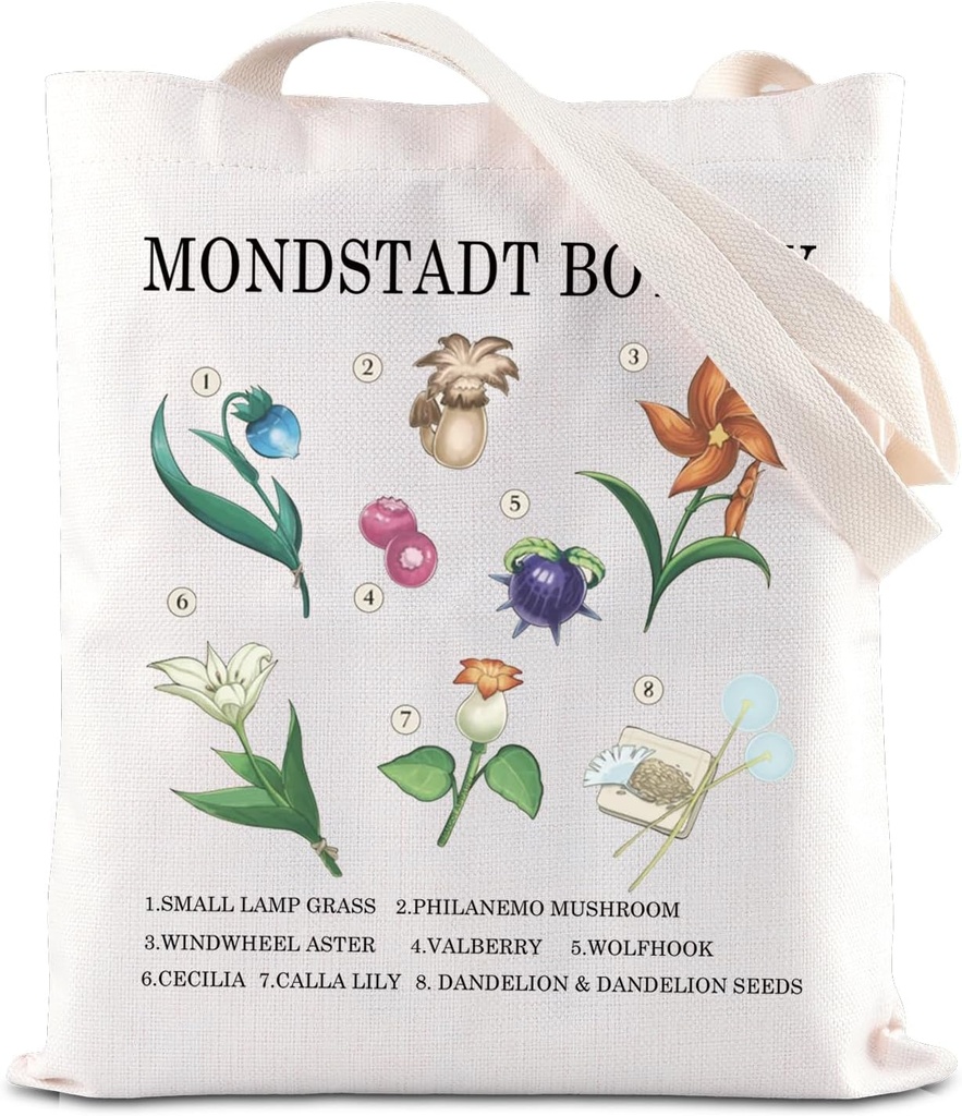 Anime-Inspired Mondstadt Botany Gift Tote Bag - Video Game & Anime Lover Handbag