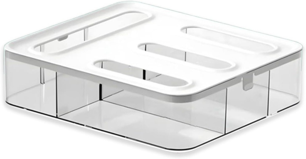 Storage Bag Organizer for Kitchen Ziplock Organizer for Kitchen Drawer – 4 Slot Plastic Storage Baggie Dispenser with Labels, Wall Mount or Drawer Use – Fits Gallon, Quart, Sandwich, Snack Bags