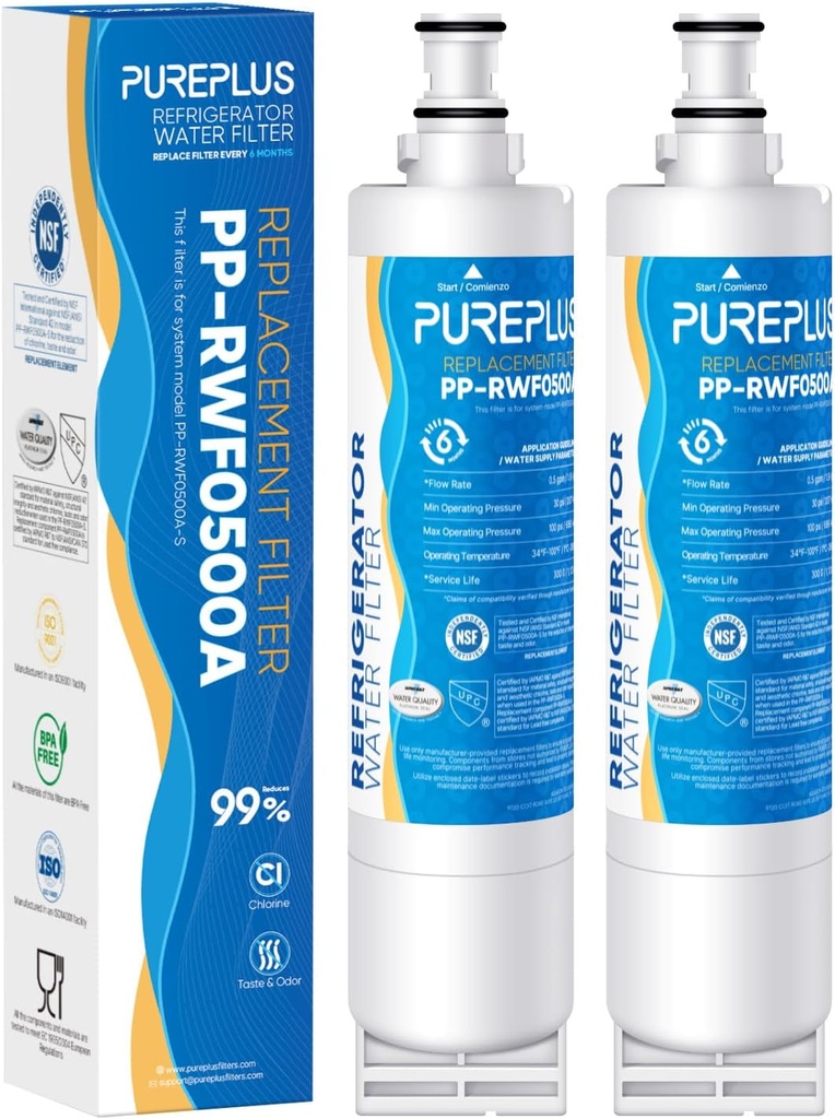 PUREPLUS 4396508 Refrigerator Water Filter, Replacement for EDR5RXD1, EveryDrop Filter 5, 4396510, 4392857, Kenmore 46-9010, 9085, LC400V, WF-NLC240V, RFC0500A, WF285, W10186668, 2Pack