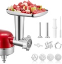 Meat Grinder Attachment for KitchenAid Stand Mixer, 15PCS Stainless Steel Meat Grinder Accessories for Kitchen Aid With 4 Grinding Plates, 2 Sausage Stuffer Tubes, 3 Grinding Blades, 1 Large Food Tray
