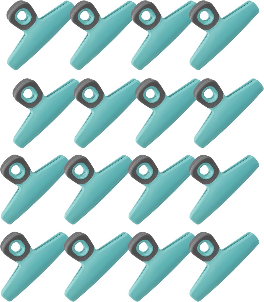 COOK WITH COLOR Food Clips - Wide Heavy Duty Chip Clips, Large Bag Clips for Food Storage with Air Tight Seal Grip, Pack of 16, Teal