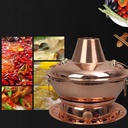 Chinese Copper Hot Pot, Pure Copper Thick Mongolian Cattle Hotpot, Electric Carbon Double Heating Base, Easy to Clean, Ideal for Family Friends Gather,32cm