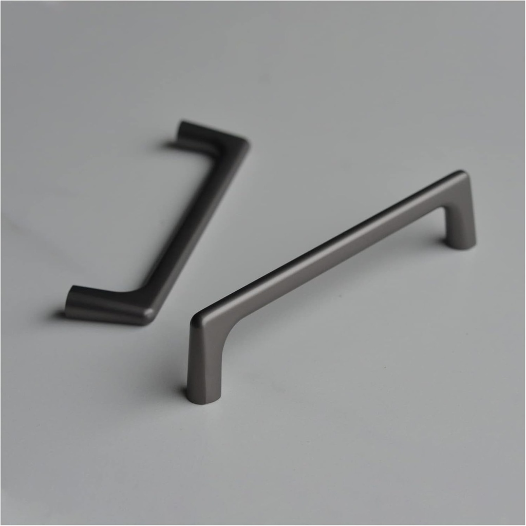 10 Pack 5 Inch(128mm) Hole Center Solid Gunmetal Grey Kitchen Cabinet Handles, Modern Round Edge Ash Kitchen Door Hardware Pull and Knob for Cabinet Drawers Dresser Cupboard Bathroom