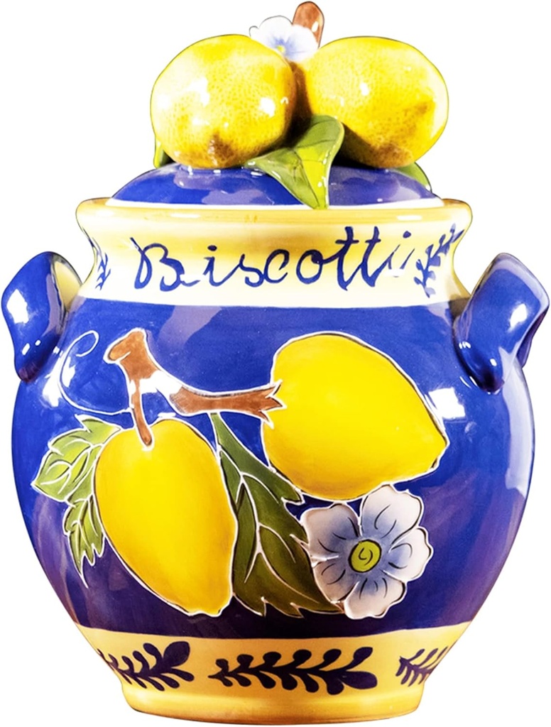 Blue Sky Clayworks Lemon Cookie Jar, 8 × 8 × 9.75 inches, Ceramic, Multicolor