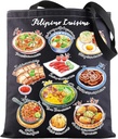 BWWKTOP Filipino Cuisine Tote Bag Philippines Travel Gifts Philippines Culture Shoulder Bag Filipino Vacation Gift