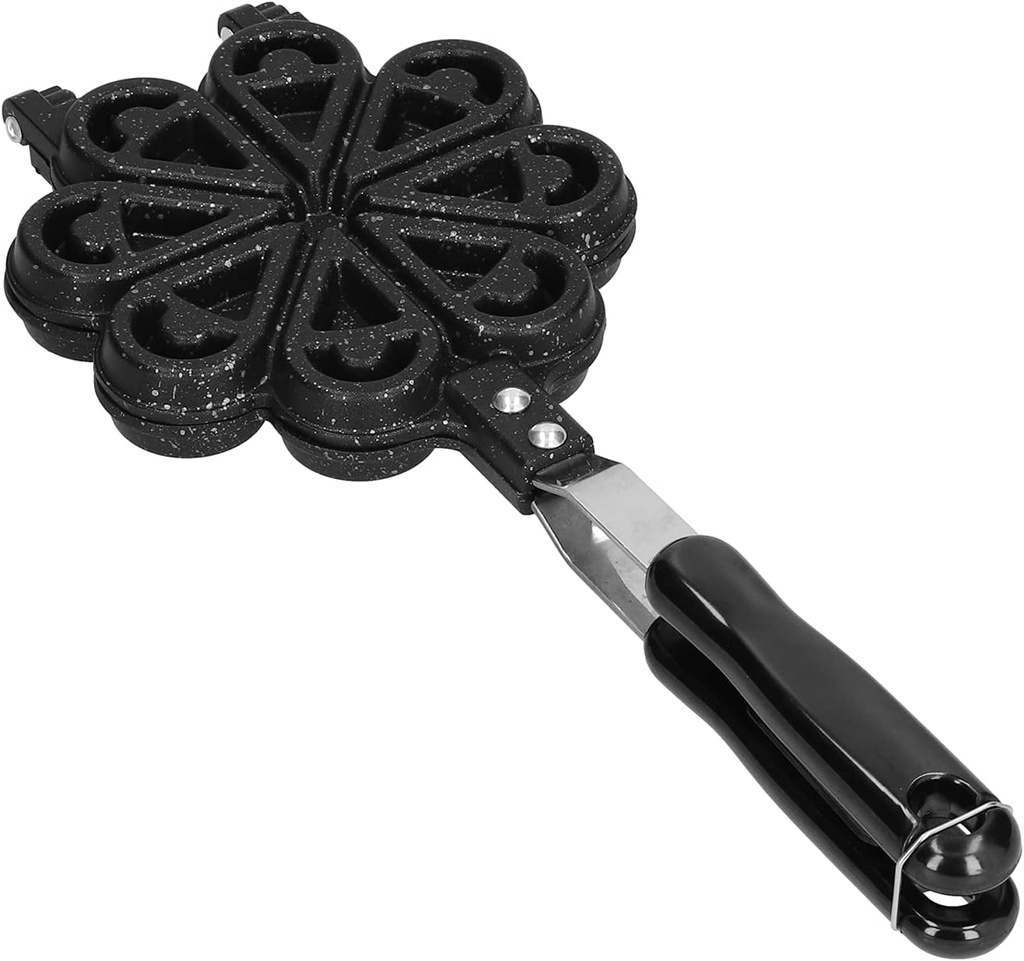 Hapivida Waffle Baking Pan, Non-Stick Waffle Cake Mold Pot Heart Shape Household Kitchen Gas Waffle Maker Plate for Breakfast Lunch Restaurant Cake Shop