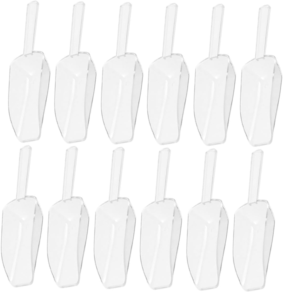 ABOOFAN 12Pcs Transparent Food Scoops Multi Purpose Reusable Plastic Shovels for Dried Foods Candy Ice Cream and Popcorn Lightweight Ergonomic Design for Easy Serving