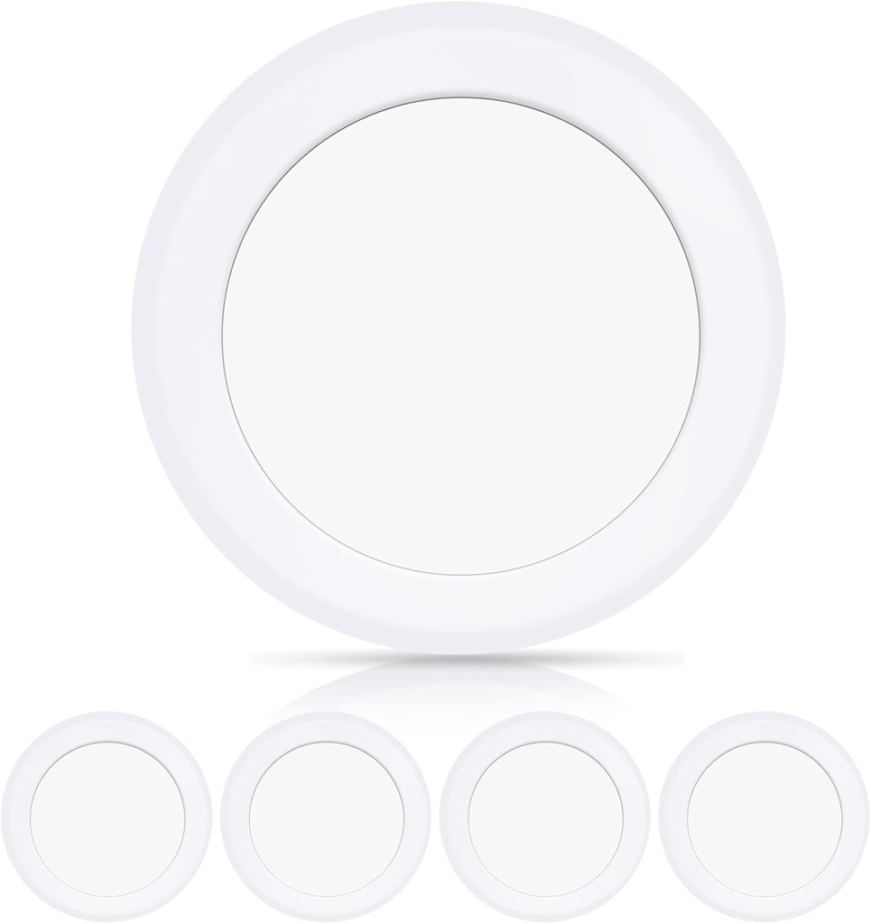 ECOELER 6in Dimmable LED Flush Mount Ceiling Disk Lights, 16.5W 1000Lm, 6500K Clear White, Dimmable Disc Light Installs with J-Box & Canister for Home Improved, ETL Listed, 4 Pack