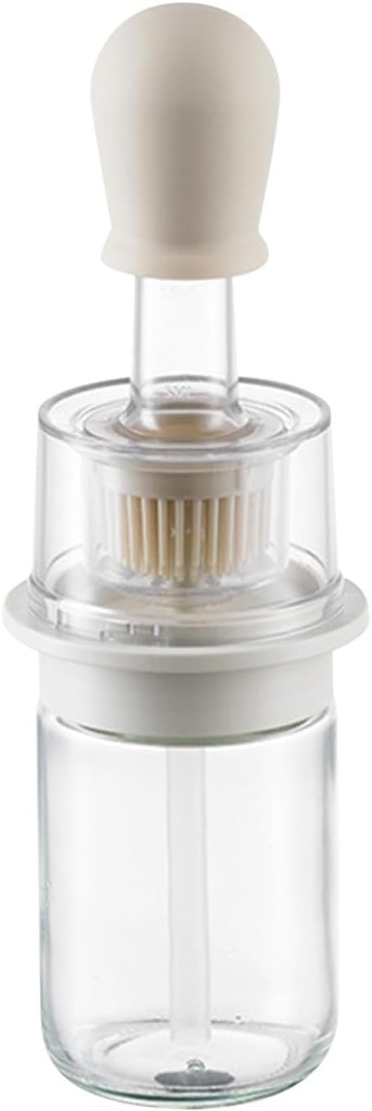 Oil Container Bottle, 2 in 1 Oil Dispenser Bottle, Easy to, Lightweight with Soft Silicone Pancake Brush (White)