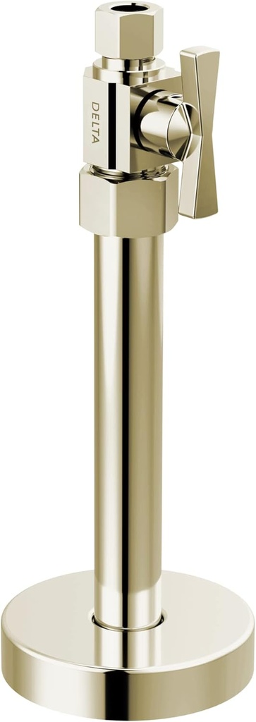 Delta Faucet 1/2" x 3/8" Straight Supply Stop Valve with Traditional Handle Polished Nickel, Water Shut Off Valve, Brass Shut Off Valve, 1/4 Turn Shut Off Valve, Polished Nickel DT021203-PN