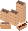 Ehdching Bakery Cupcake Box, Kraft Paper Cake Boxes with Clear Window and Inserts, Mini Cupcake Carriers for Dessert, Pastry, Treat Boxes (Set of 15)