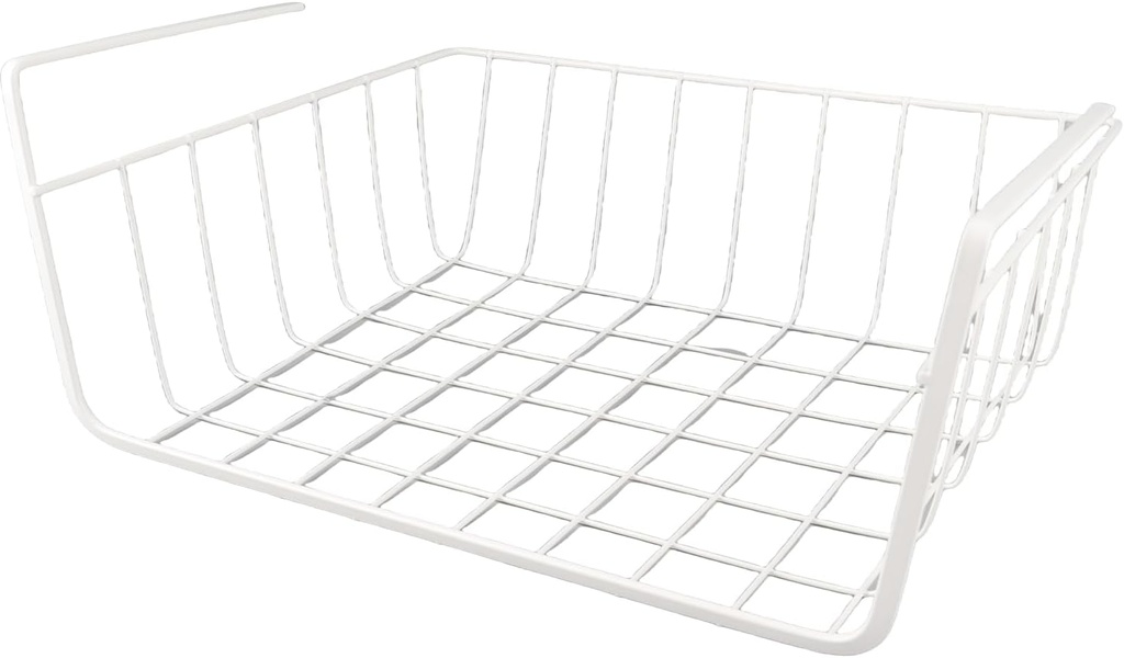 Haofy Under Shelf Storage Basket Multipurpose Hanging Basket, Iron, Maximize Space, Hanging Basket Design for Kitchen Supplies (Large Size White)