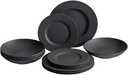 Villeroy & Boch Manufacture Rock 12-Piece Dinnerware Set, Service for 4, Dinner Plates, Salad Plates & Pasta Bowls, Premium Porcelain, Made in Germany, Matte Black