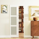 30" x 80" Sliding Pocket Door Set - Includes 3 Lites Frosted Glass Panel and Frame Kit, Interior & Closet Single Door Slab, White Primed - Panel Assembly Needed