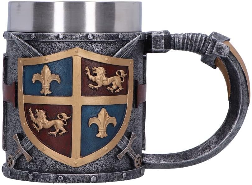 Nemesis Now Ornate Medieval Tankard Stein Mug with Removable Metal Insert, Renaissance Decor and Gifts - Heraldic Tankard