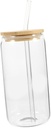 Heat Resistant Glass Tumbler with Lid and Glass Straw Reusable Transparent Beverage Cup for Milk Tea Iced Coffee Juice Easy to