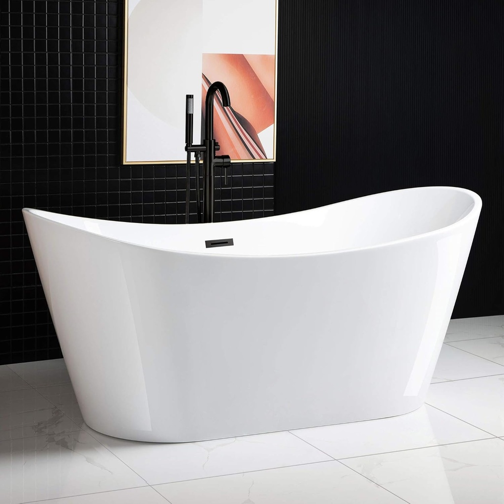 WOODBRIDGE BTA1515-MB-Drain-&O Bathtub, Matte Black