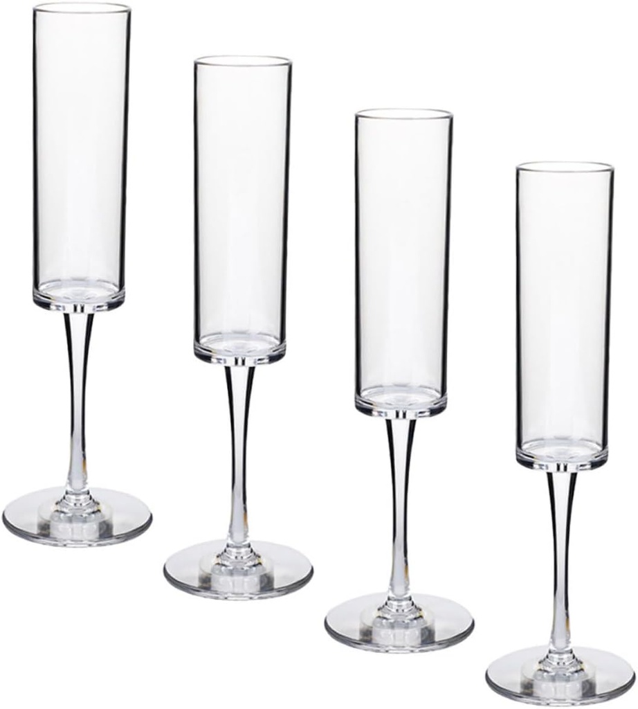 PRETYZOOM 4pcs Unbreakable Crystal Goblets Plastic Wine Flutes for Parties Sturdy Drinking Glasses for Bar 165ml Capacity