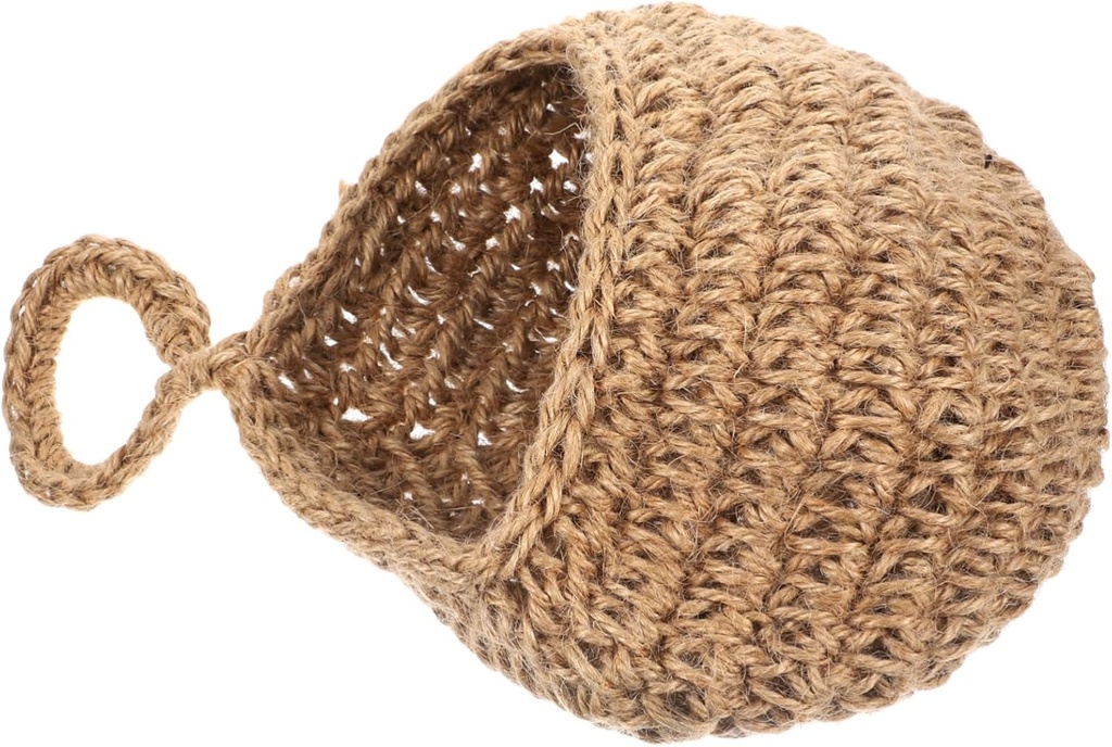 Hanging Jute Fruit Basket Handwoven Teardrop Wall Storage for Kitchen Bohemian Style Organizer for Garlic Vegetables and Fruits Easy to Maintain for Home Decor