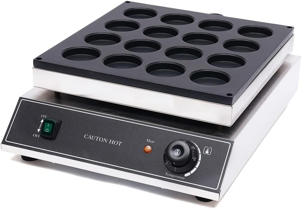 LYNICESHOP Red Bean Waffle Maker, Electric Poffertjes Maker Baker Machine Electric Non-Stick Stainless Steel Waffle Maker Machine Temperature Adjustment Knob for Kitchen Bakery Snack