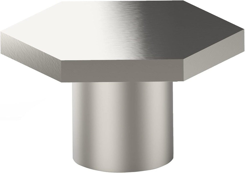 trust4care 12-Pack Brushed Nickel Hexagon Knobs Pull for Kitchen Cabinet, Solid Zinc 1-1/3 Inch Nickel Hex Dresser Pulls Drawer Knob for Bathroom Furniture Decorative