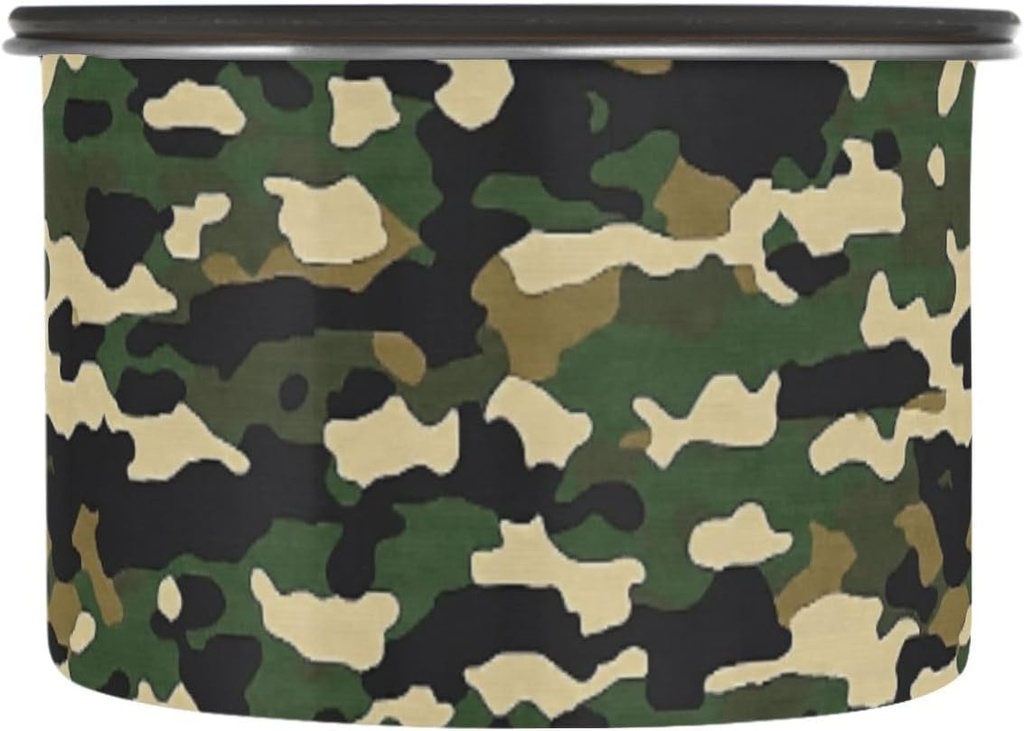Army Camo Green Camouflage Airtight Coffee Bean Canister 17oz Food Storage Containers with Lids For Gournd, Tea, Sugar, Flour, Rice, Cereal, Candy Cookie Jar