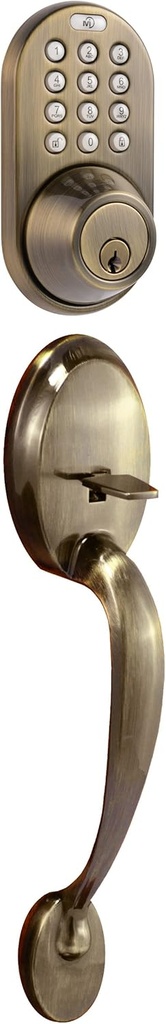 MiLocks BDF-02AQ Electronic Touchpad Entry Keyless Deadbolt Handleset Combo, Antique Brass