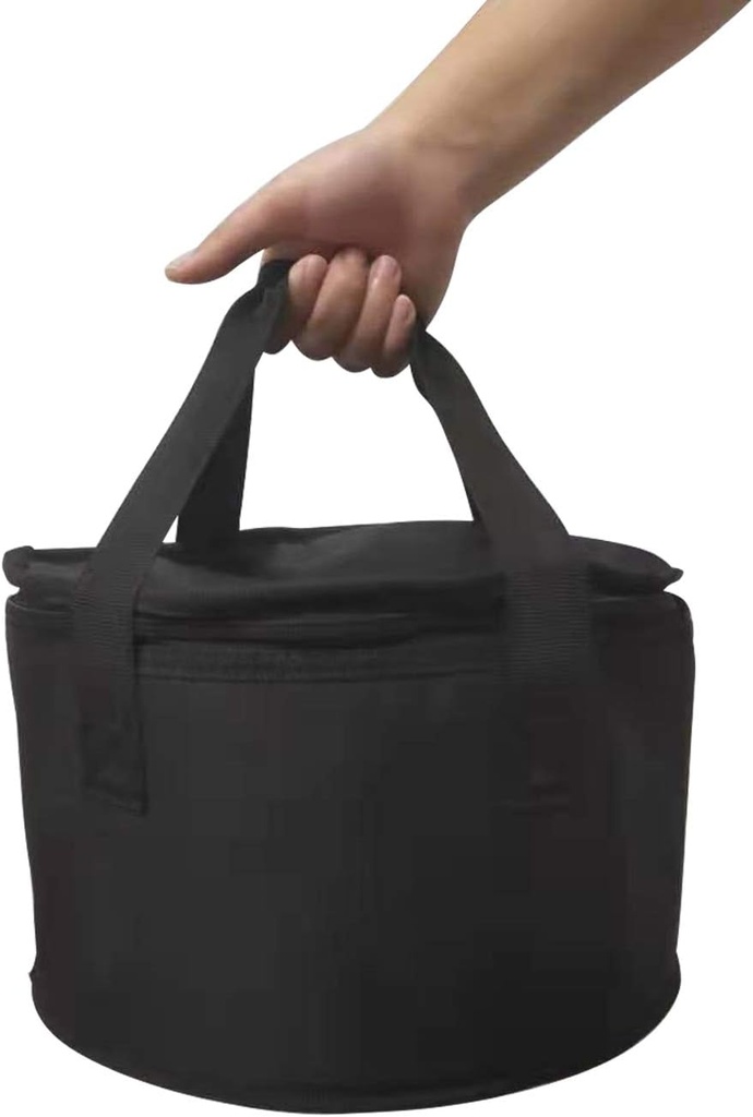 Set of 2 Polyester Fabric Round Thermal Casserole Carrier,Reusable Insulated Lunch Cooler Bag,Pie Carrier for Potluck,Picnics,Collapsible Cooler for Hot/Cold Food,11X7 inch (Black Color)