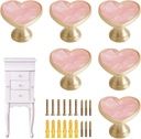 MOROBOR Pink Zinc Alloy Heart-Shaped Knob, 6pcs Cabinets Dresser Drawer Knobs Furniture Wardrobe Bathroom Decorative Pulls Cabinets Door Knob Pull Handle for Living Room Bedroom Kitchen