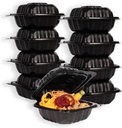 MULMEHË Eco-Friendly Mineral Filled Polypropylene Plastic Hinged Take Out Food Containers, 6x6x3, Vented Single Compartment, Black (250)