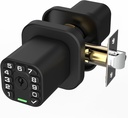 Square Door Knob with Keypad, Keylees Entry Door Lock with Cylinder, Auto Lock, Waterproof & Weatherproof Code Doorknob for Outdoor & Indoor, Bedroom, Entry Door,Office -Matte Black