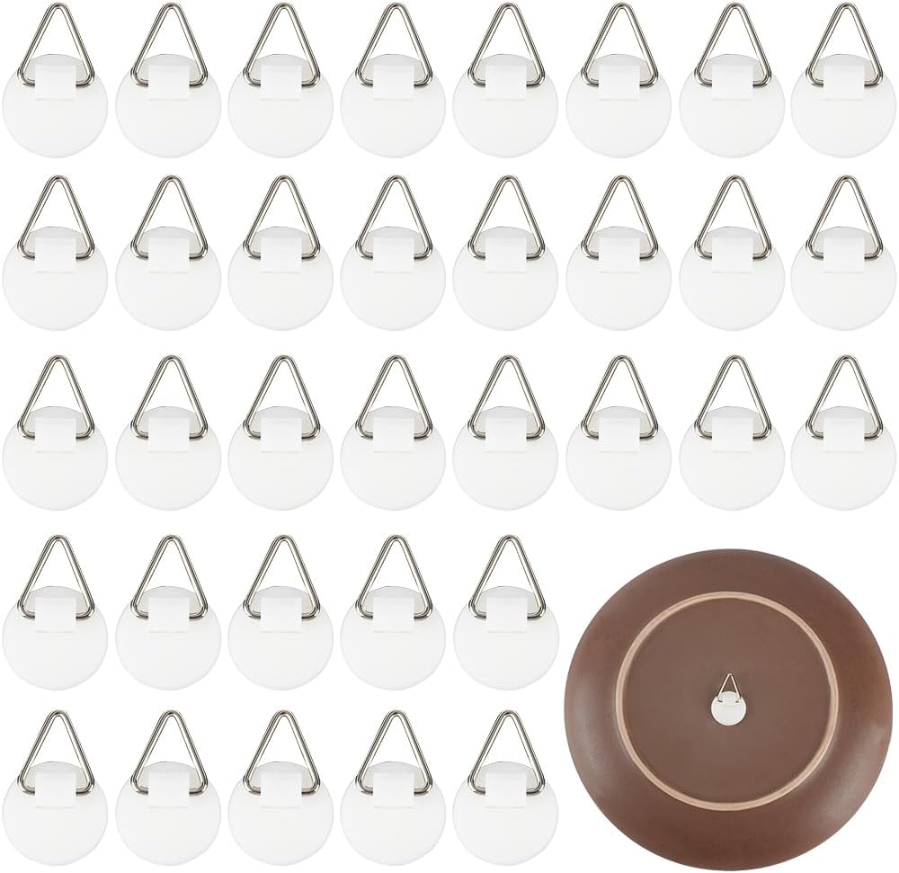 CRASPIRE 50pcs Self-Adhesive Plate Hangers Invisible Small Plate Holders Vertical Hook Set 0.87 Inch Plastic Hanging Hooks for Picture Photo Display Bathroom Closet Kitchen Wall Home Art Decorative
