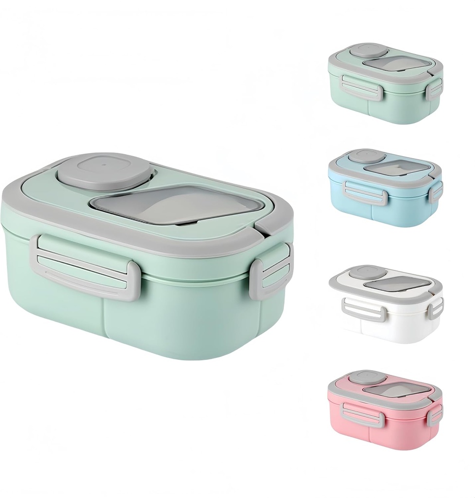 40oz Adult Bento Box with Multiple Compartments, Food - grade PP, Built - in Handle, Leak - Proof, Microwave & Refrigerator Safe (Green)
