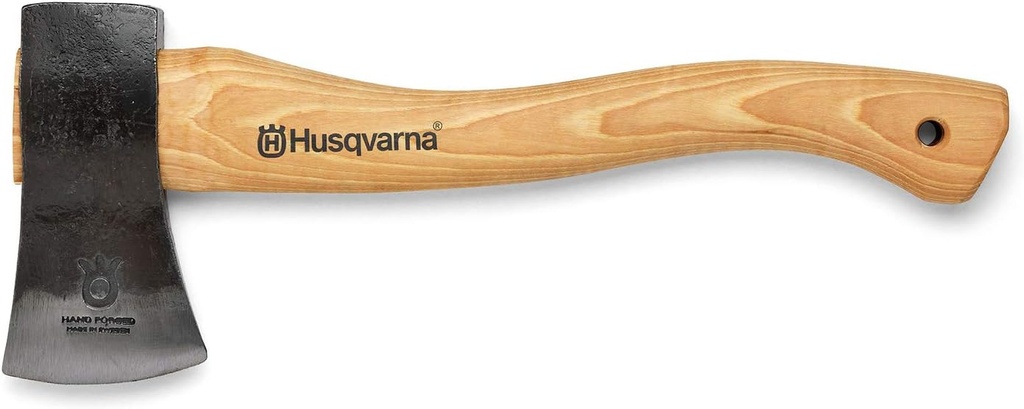 Husqvarna Hatchet, Small Axe with Leather Sheath and Hickory Handle, Ideal Small Hatchet Axe for Camping Gear and Gardening Tools