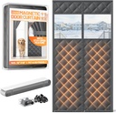 Magnetic Insulated Door Curtain Fits 30"x80" Doors - Thermal Door Cover for Winter with Clear Window, Window Insulation Kit & Doors Draft Stopper to Keep Cold Air Out for Front Doorway Home - Black