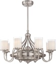 Savoy House 36-329-FD-SN Etesian Coastal Traditional Clear/Cream Glass Chandelier Fan Fandelier with Light and Remote, 26" H x 36" W, Satin Nickel