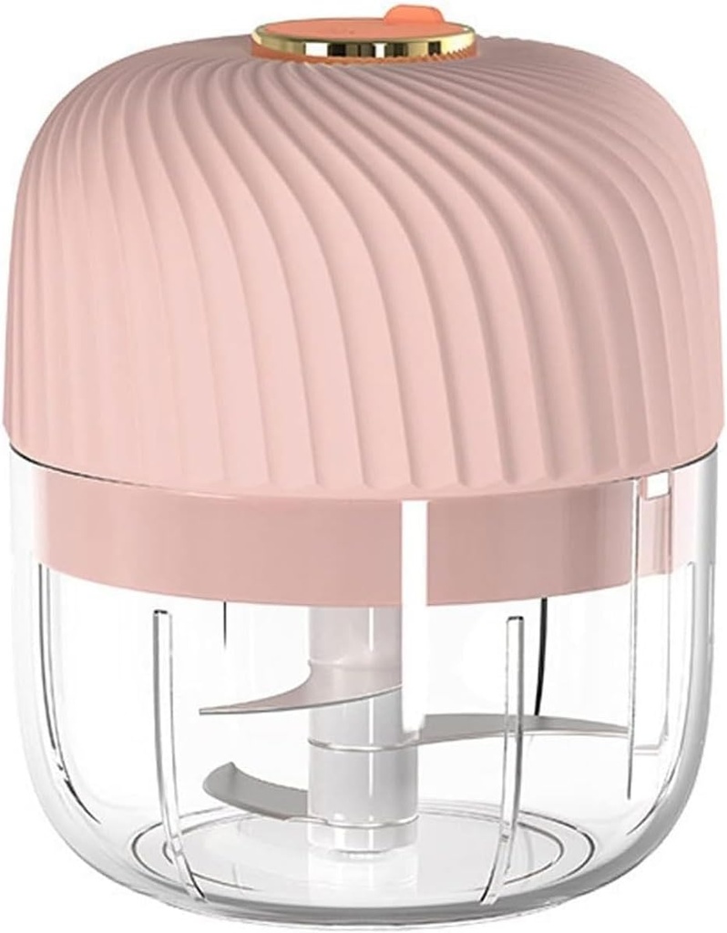 250ml Electric Garlic Chopper, Mini Food Processor Masher Crusher, Garlic Grinder with USB Charging for Onion Ginger Vegetable Pepper Spice Meat (Gray : Pink)