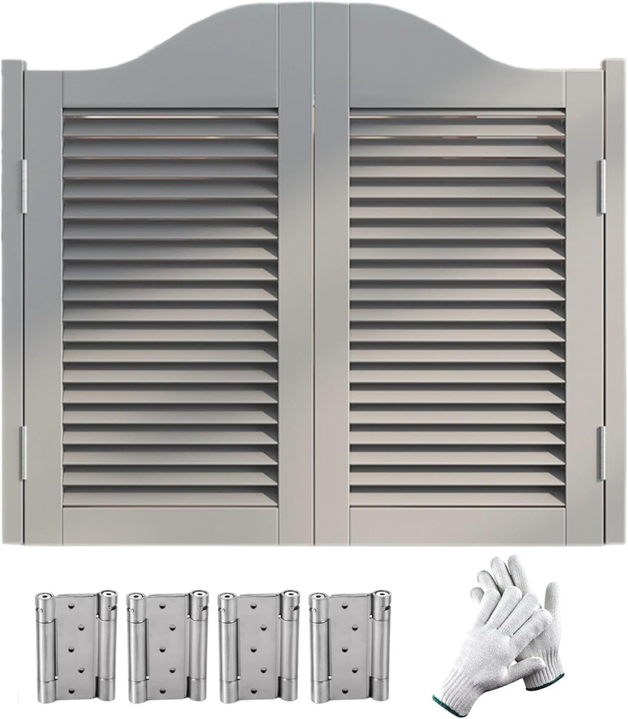 Saloon Swinging Doors Half Doors for House Width 24-63" Hight 39" Louvered Cafe Swing Door Wood for Hallway Porch Kitchen Bar Stairs Entrance(Gray,48" X 39”)