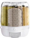 Grain Dispenser, 360° Rotating 6 Grid Food Storage Container with Lid, Automatic Rice Bucket, Kitchen Storage Bin for Beans, Corns, Wheat, Oatmeal