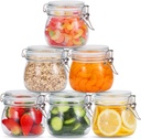 17 oz Glass Jars with Airtight Lids And Leak Proof Rubber Gasket, Wide Mouth Mason Jars with Hinged Lids for Kitchen Canning Cereal,Pasta,Sugar,Beans,Spice, Glass Storage Containers, Set of 6