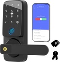 WiFi Smart Door Lock，Biometric keypad Door Lock with Handle，Built-in Wi-Fi，Fingerprint Door Knob for Entry Door，keyless Entry Lock with APP Remote Unlock,Black