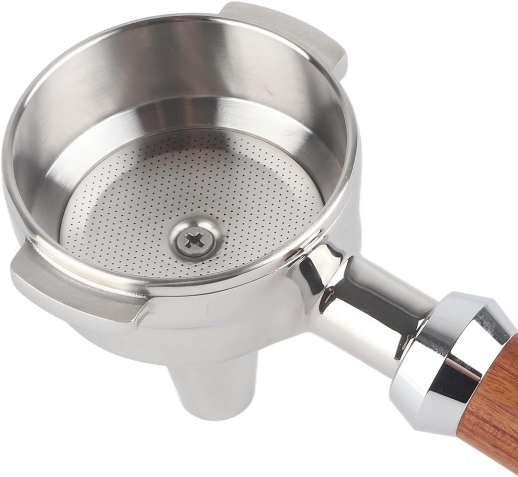 58mm Coffee Portafilter, Stainless Steel Tea Portafilter, Wide Compatibility, Single Spout with Wooden Handle for Shop Use (E Classic Rosewood)