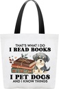 Canvas Book Tote Bag For Women, Books And Dogs Shoulder Bag, Bookish Gifts For Women Bookworm Librarian Reader Book Lover Dog Lover Dog Mom, Inspirational Grocery Bag For Work Travel Study -35