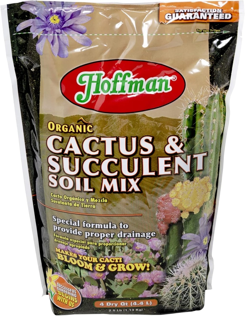 Hoffman 10404 Organic Cactus and Succulent Soil Mix, 4 Quarts, Brown/A