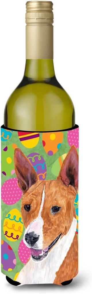 Caroline's Treasures SC9467LITERK Basenji Easter Eggtravaganza Wine Bottle Hugger Bottle Cooler Sleeve Hugger Machine Washable Collapsible Insulator Beverage Insulated Holder