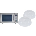 Panasonic Countertop Commercial Microwave Oven - 0.8 Cu. Ft (Stainless Steel) & Nordic Ware BPA-free and Melamine Free Plastic Splatter Microwave Cover, 10-Inch (Pack of 2), Clear