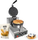 Commercial Belgian Waffle Maker, 1400W 110V, Non-Stick Plates (cast-aluminum), 201 Stainless Body; Rotating Mechanism (Belgian)