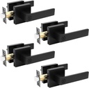 10 Pack Matte Black Privacy Door Lever for Bedroom or Bathroom, Keyless Square Locking Door Handle, Heavy Duty Interior Door Handle, Reversible for Left Right Doors