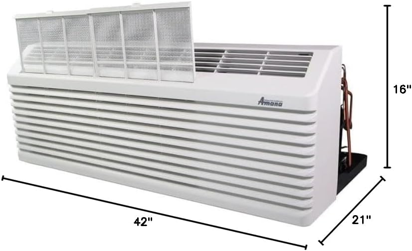 J-Series PTAC Model PTH153J25AXXX- 15000 BTU 2.5 Kw Wall Mounted Air Conditioner and Heater Combo for Hotel, Motel, Apartment, Sunroom, and Garage - AC Heater Combo with DSA02NO thermostat.